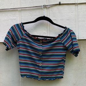 Ambiance Top - rainbow off-the-shoulder
